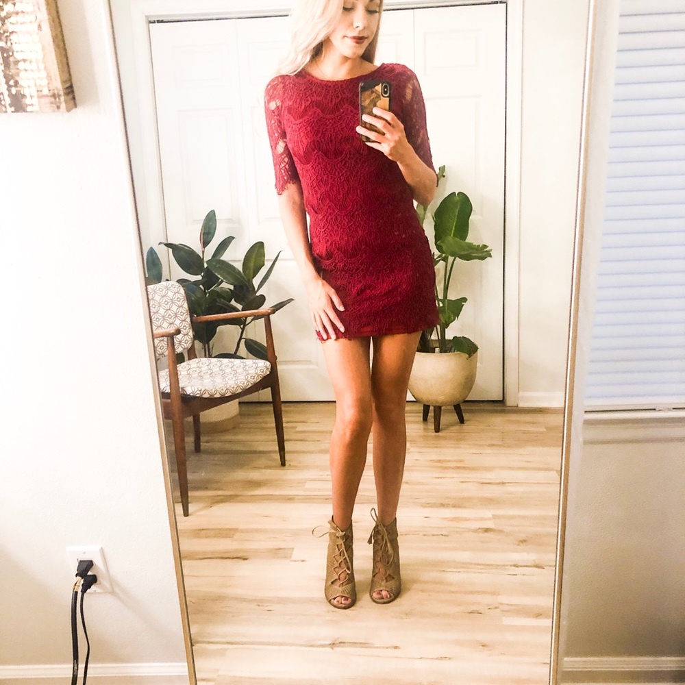 Lacy maroon dress